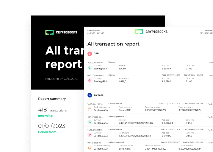 All crypto transactions report