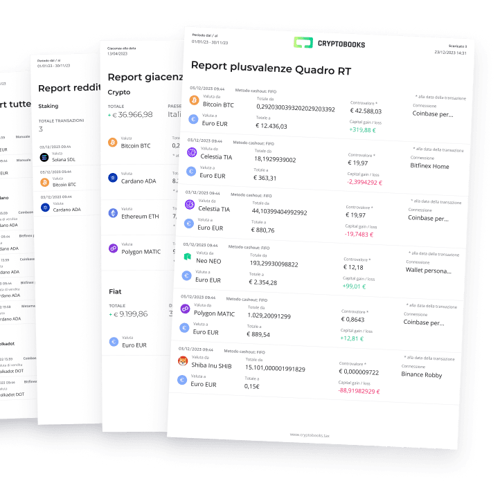 I report fiscali crypto di CryptoBooks