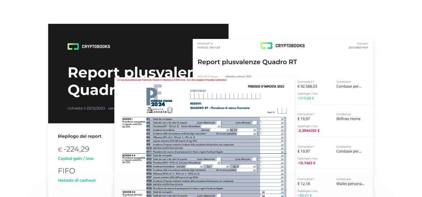 Report precompilato capital gain quadro RT