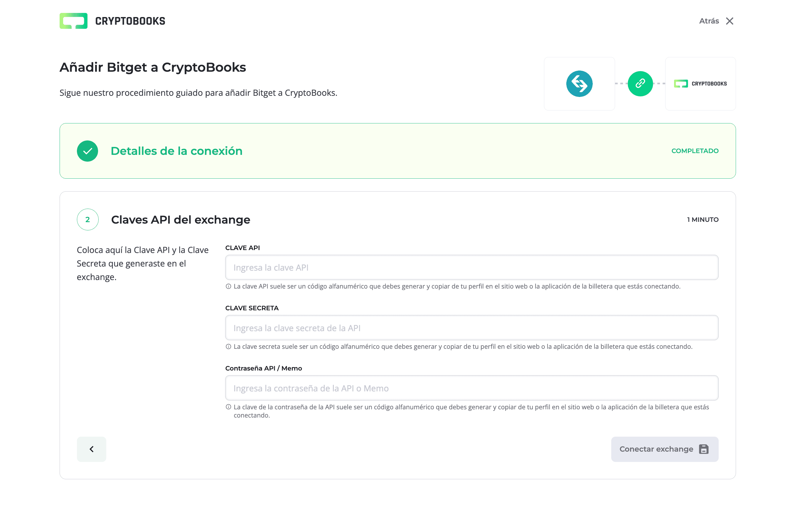 cryptobooks-bitget-connessione
