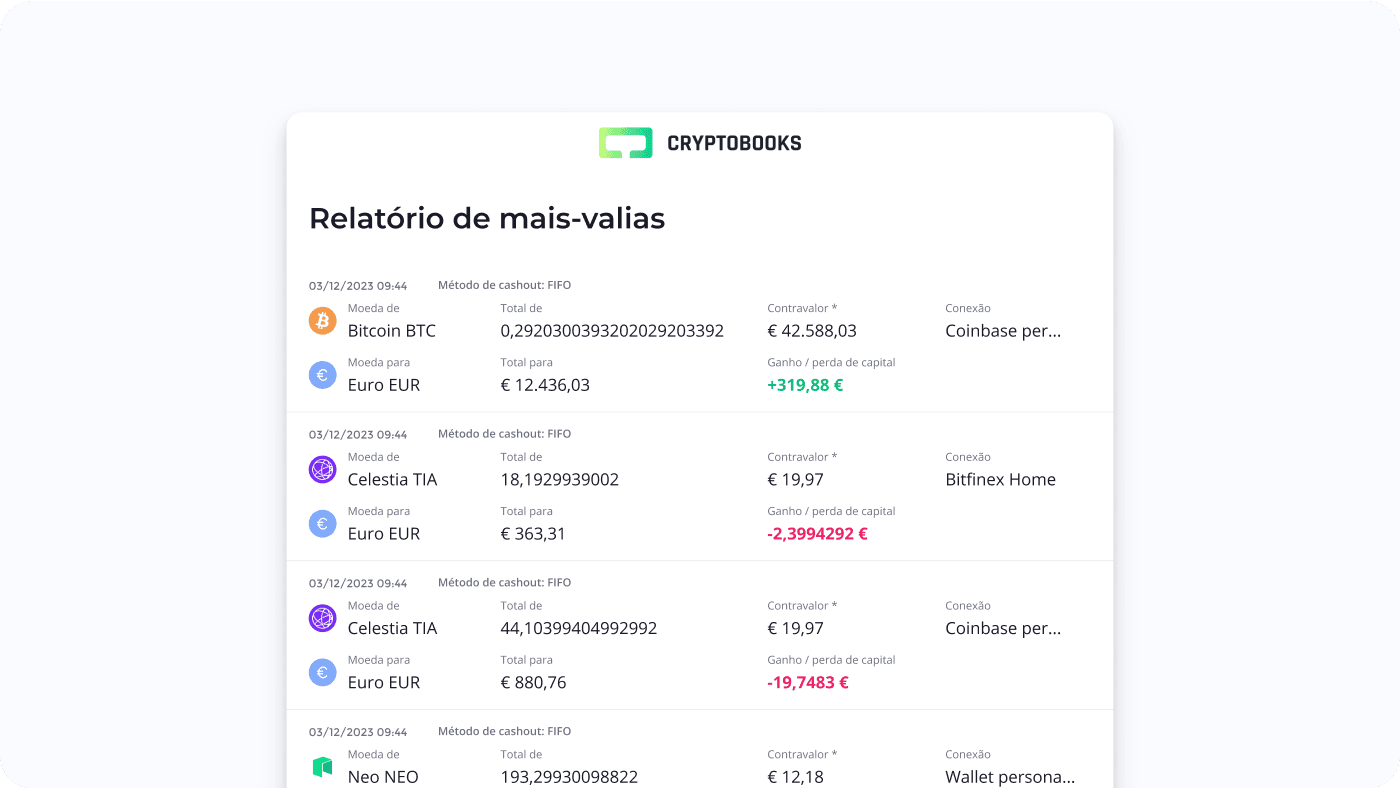 Relatório de ganhos de capital da Cryptobooks (decorativo)