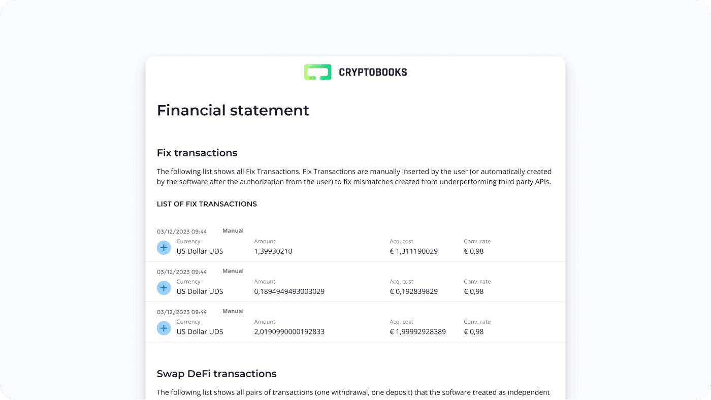 CryptoBooks Financial statement (decorative)