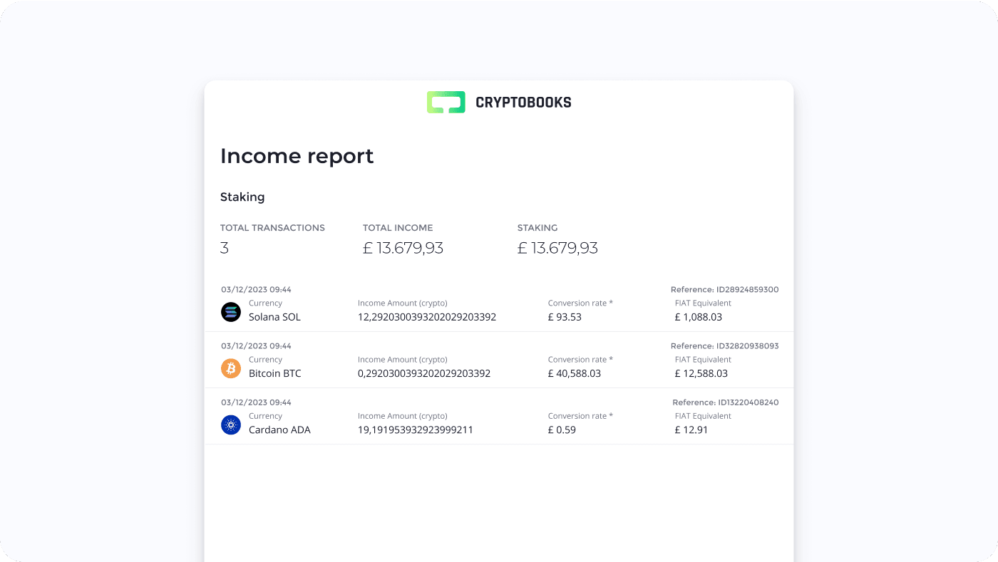 CryptoBooks income report (decorative)